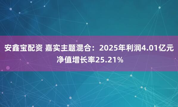 安鑫宝配资 嘉实主题混合:2025年利润4.01亿元 净值增长率25.21%